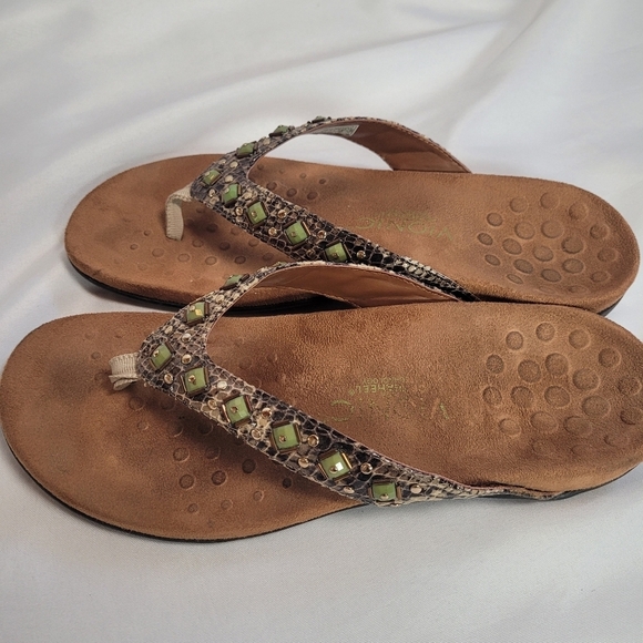 Vionic Floriana Brown Snakeskin Jewel Sandals Flipflops Women's Size 9 - Picture 3 of 8